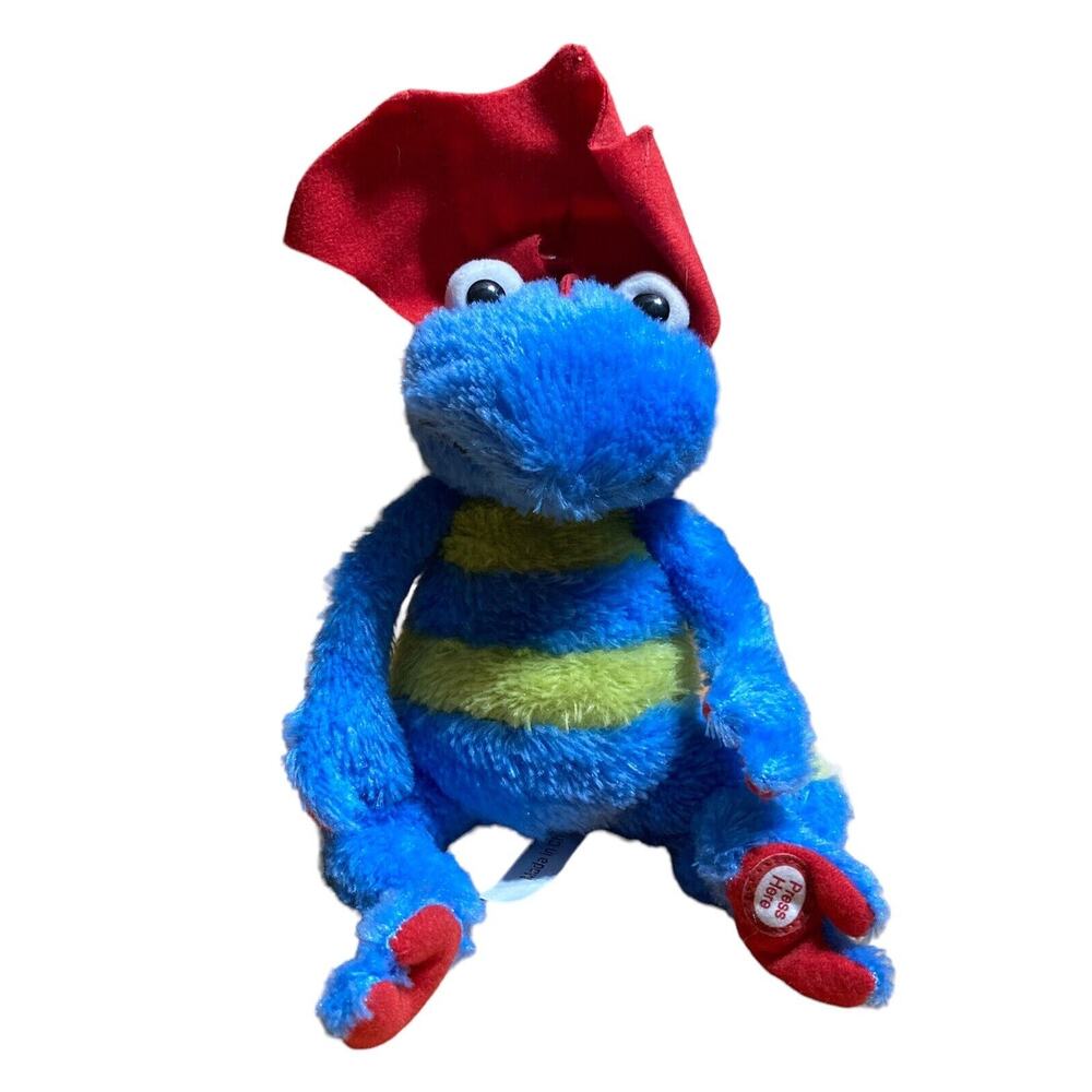 Hallmark Plush Dragon Frog Fluffy Stuffed Animal Blue Yellow Striped HTF Toy
